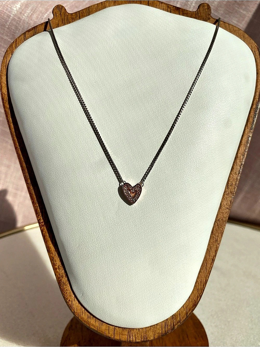 Pandora Yours Forever Rose Gold Pave Heart Necklace Like New